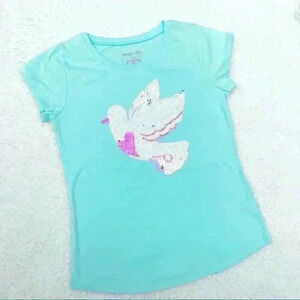 🦋COLETTE LILLY Girls Dove Sequin Short Sleeve Tee